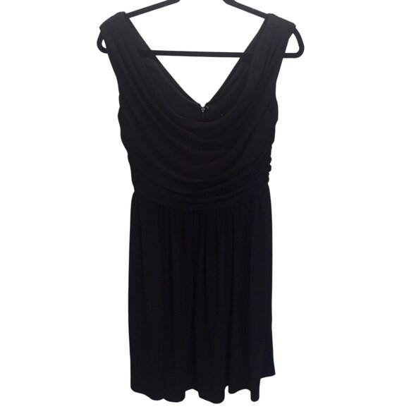 Tiana B. Dress Womens Medium Black Drapey Ruched A-Line Cocktail Little Black - Picture 1 of 13